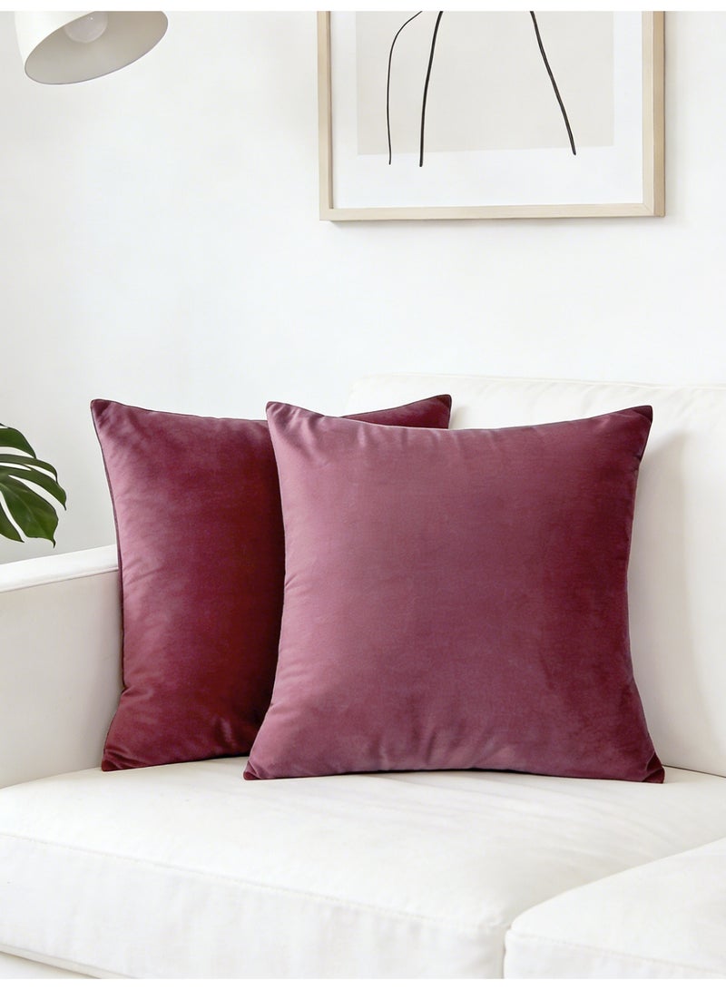Throw Pillow Covers Dusty Rose Set of 2 45x45cm Fall Pillow Covers, Soft Velvet Farmhouse Decorative Pillowcases for Couch Sofa Bed, Home Decor, Modern Cushion Covers - Image 1